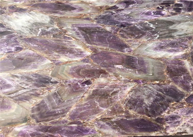 Китай Плита заднего Лит естественная пурпурная аметхыст каменная для панели стены гостиницы поставщик