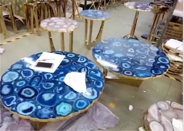 Китай Роскошной мраморной округлая форма финиша камня агата столешниц голубой отполированная верхней частью поставщик